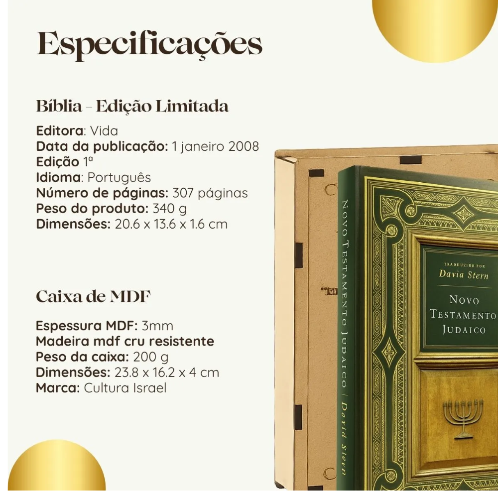 Bíblia Judaica Hebraico E Português Com Caixa De Madeira - Imagem 3