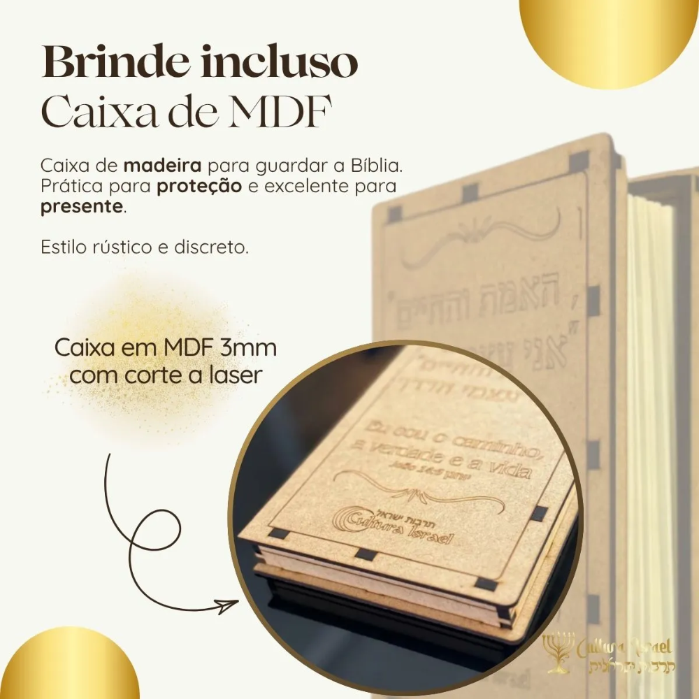 Bíblia Judaica Hebraico E Português Com Caixa De Madeira